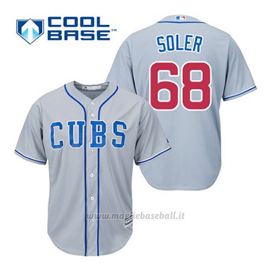 Maglia Baseball Uomo Chicago Cubs 68 Jorge Soler Grigio Alterner Cool Base